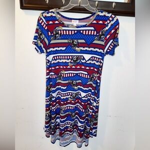 LuLaRoe Carly American Dreams Dirt Bike Hi Lo Swing Dress Size Small